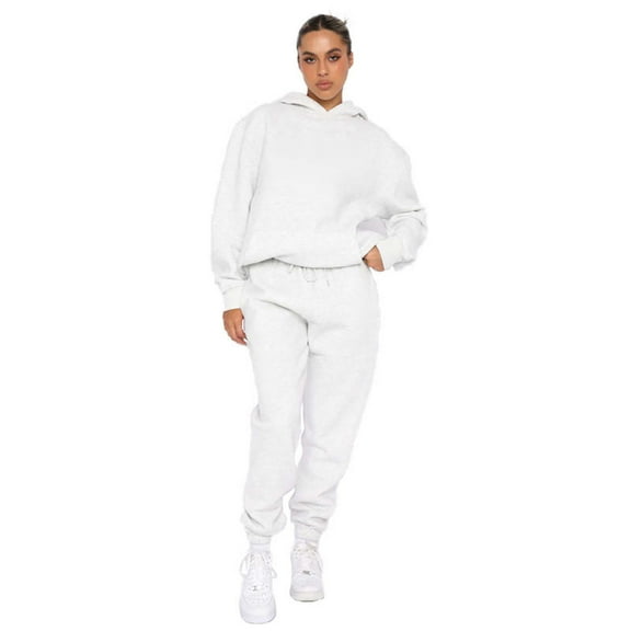 USSUMA Tracksuit for Women Women's Hoodies Long Sleeved Pullover Sweatpant Outfits Solid Tracksuit Stretchy Waist Casual Jogger Sets Loose Party Fall Suit