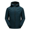thumbnail image 1 of USSUMA Waterproof Jacket Rain Jackets for Men Long Sleeved Hooded Full Zipper Pocket Coat Stylish Solid Color Loose Outerwear Hiking Fall Top, 1 of 5