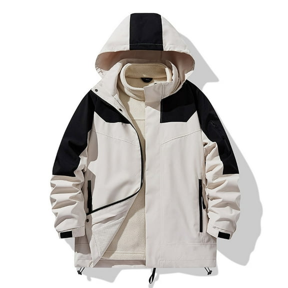USSUMA Waterproof Jacket for Men Men's Windbreakers Long Sleeves Hooded Pocket Zip Coat Comfy Multicolor Loose Outerwear Climbing Fall Top