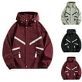 thumbnail image 1 of USSUMA Waterproof Jackets for Men Men's Windbreaker Jacket Long Sleeves Hooded Zipper Pocket Coat Trendy Multicolor Loose Outerwear Workout Fall Top, 1 of 6