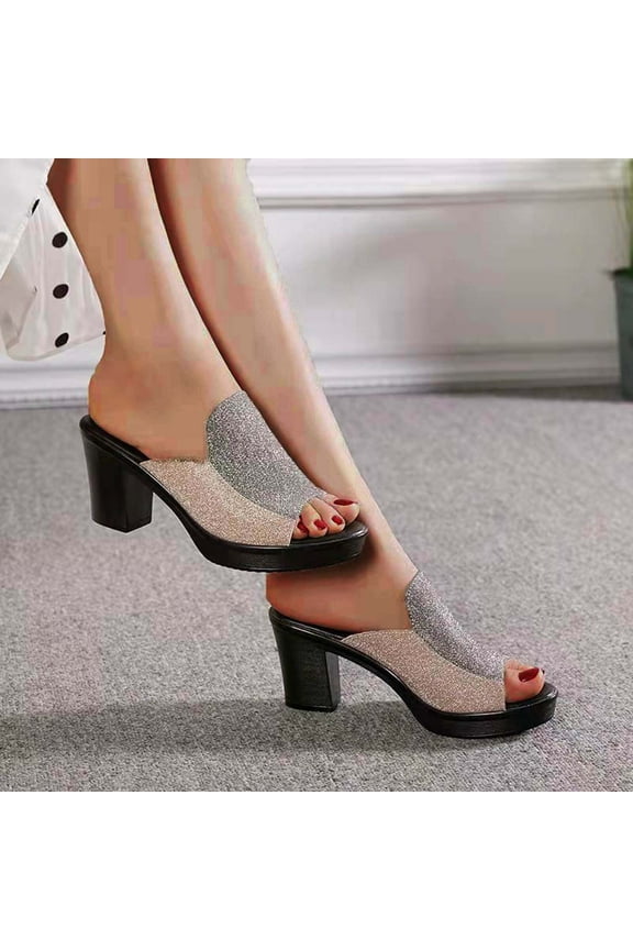 Wedge Sandals for Women Women's Fashion Casual Breathable One-Line Spring and Summer New Thick-Soled Fish Mouth Thick-Heeled Sandals Cruise Vacation Sandals up to 30% off