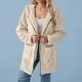 thumbnail image 1 of USSUMA Winter Jackets for Women Casual Long Sleeve Fuzzy Fleece Jackets Warm Loose Zip Up Hooded Coats with Pockets Holiday Deals, 1 of 6