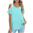 thumbnail image 1 of USSUMA Women Tops Dressy Casual Cold Shoulder Tops For Women Round-Neck Trendy Shirts Casual Summer Shirts Cute Lace Blouses T-Shirt Top Female Tops, 1 of 7