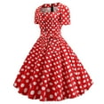 thumbnail image 1 of USSUMA Women's Audrey Hepburn Vintage Rockabilly Swing Dress Short Sleeve 1950s Retro Bowknot Cocktail A Line Flare Mini Dresses, 1 of 5