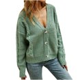 thumbnail image 1 of USSUMA Women's Cardigan Outwear Knit Sweaters Button Open Front Long Sleeve Summer Cardigan For Women Lightweight Boho Dressy Cardigan Sweaters for Women, 1 of 8