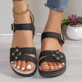 thumbnail image 1 of USSUMA Women's Sandals Summer New foreign Trade Large Size Wedge with Fish Mouth Solid Color Large Size One Line Buckle Beach Sandals Women's Everyday Slide Sandals Today Discount, 1 of 5