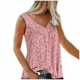 thumbnail image 1 of USSUMA Women's Sleeveless Blouse Top Plus Size Casual V Neck Floral Printed Flowy Summer Tunic Tank T Shirt Tshirt, 1 of 1