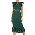 thumbnail image 1 of USSUMA Women's Sleeveless Scalloped Hem Fitted Floral Lace Bodycon Dress Elegant Ruffle Evening Cocktail Party Pencil Maxi Dresses, 1 of 8