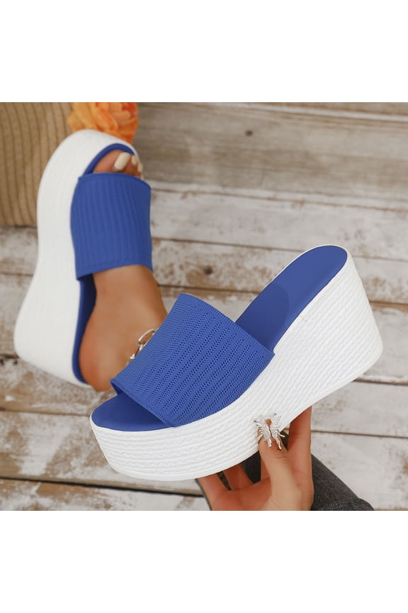 Women's Slippers Women's Fashion Casual Summer New Solid Color Retro Thick Bottom Open Toe Beach Slippers Women's Waterproof Shower Slides up to 50% Off