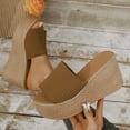 thumbnail image 1 of USSUMA Women's Slippers Women's Fashion Casual Summer New Solid Color Retro Thick Bottom Open Toe Beach Slippers Women's Waterproof Shower Slides Festival Gift, 1 of 7