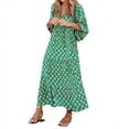 thumbnail image 1 of USSUMA Women's Summer Casual Maxi Dress Bohemian Floral V Neck Puff Short Sleeve Beach Tiered Sundress Long Swing Dress, 1 of 8