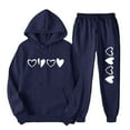 thumbnail image 1 of USSUMA Women's Sweat Suits Womens Hoodie Long Sleeved Pullover Sweatpant Outfits Pocket Drawstring Print Tracksuit Elastic Waist Comfortable Jogger Sets Oversized Vacation Fall Suit, 1 of 6
