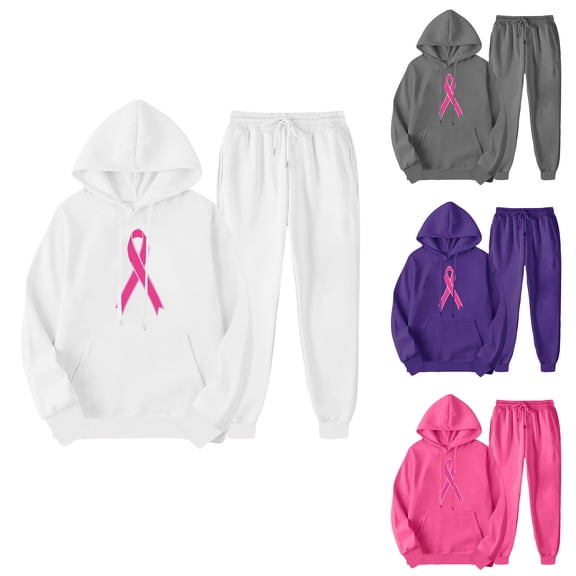 USSUMA Women's Sweatsuits 2 Piece Sweatshirt for Women Long Sleeved Pullover Sweatpant Outfits Pocket Drawstring Print Tracksuit Stretch Waist Trendy Jogger Sets Plus Size Party Fall Suit