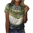 thumbnail image 1 of USSUMA Women's Tops Dressy Casual Summer Blouse Vintage Oil Painting Short Sleeve T-Shirts for Women Trendy Marble Print Round Neck Womens Tunic Top Shirt Summer Beach, 1 of 8