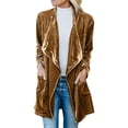 thumbnail image 1 of USSUMA Women's Velvet Cardigan Open Front Vintage Outerwear Long Sleeve Blazers Coat Fashion Wild Trench Coat, 1 of 8