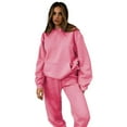 thumbnail image 1 of USSUMA Womens 2 Piece Set Hoodie Woman Long Sleeved Pullover Sweatpant Outfits Solid Tracksuit Stretchy Waist Casual Jogger Sets Oversized Gym Workout Fall Suit, 1 of 6