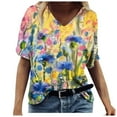 thumbnail image 1 of USSUMA Womens Blouses Tops Dressy Floral Print Tops for Women Casual Summer V Neck Plus Size Tunic Women's Short Sleeve Cute Sport T-Shirts Trendy, 1 of 3