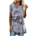 thumbnail image 1 of USSUMA Womens Blouses Tops Dressy Horse Print Tops for Women Casual Summer Crewneck Plus Size Tunic Women's Short Sleeve Comfy Long Flowy Graphic T-Shirts Trendy, 1 of 4