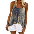 thumbnail image 1 of USSUMA Womens Blouses Tops Dressy Marble Print Pleated Flowy Tops for Women Casual Summer Round Neck Plus Size Tunic Women's Sleeveless Spaghetti Strap Cami Tank T-Shirts Trendy, 1 of 8