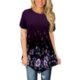 thumbnail image 1 of USSUMA Womens Blouses and Tops Dressy Women Classic Summer Floral Print Short Sleeve Plus Tunics Irregular Hem Tunic Tops Flowy Blouses Shirt Ladies Tops Trendy, 1 of 7