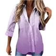 thumbnail image 1 of USSUMA Womens Blouses and Tops Dressy Women's Tie-Dye Shirt Button Down Shirts Roll Up Sleeve Ombre Blouse Casual Summer Work Tunic Tops, 1 of 5