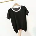 thumbnail image 1 of USSUMA Summer Tops for Women 2025 Women'S Round Neck Solid Color Short Sleeved Loose T-Shirt Short Sleeved Round Neck Top/Shirt Lounging Breathable Online Shopping Black XXl, 1 of 4