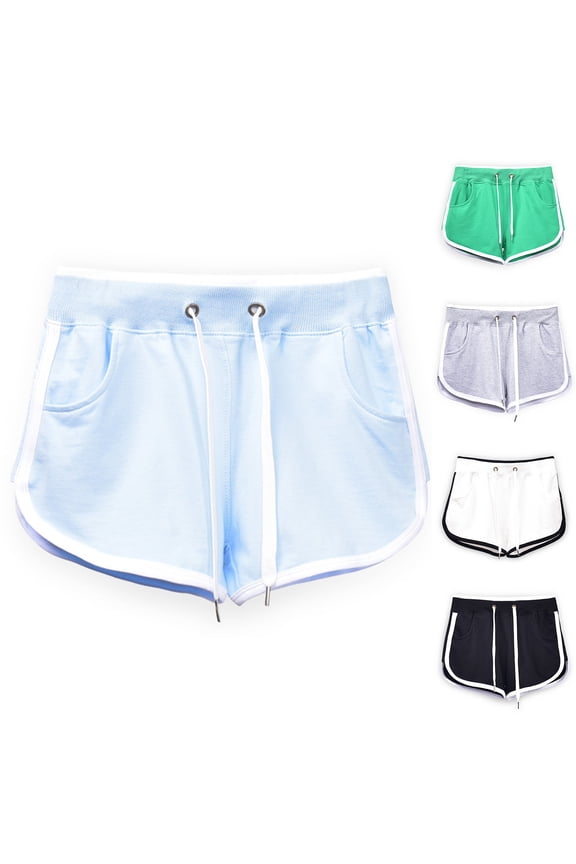 Womens Colorblock Drawstring Elastic Waist Cotton Blend Sport Shorts Lightweight Breathable Pull On Stretchy Fit for Gym Running Walking and Home Lounging, Activewear, Casual