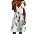 thumbnail image 1 of USSUMA Womens Dresses Vacation, Women Lace Cold Shoulder Dress Summer Trendy Short Sleeve Feather Print Dresses V Neck Midi Knee Length Sundress, 1 of 5
