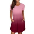 thumbnail image 1 of USSUMA Womens Dresses Vacation, Women's T-Shirt Dresses Casual Loose Soft Tie Dye Short Sleeve Pockets Swing Tunic Mini Dress Beach Sundress, 1 of 3