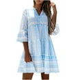 thumbnail image 1 of USSUMA Womens Loose Casual Knee Length Tank Dress, Long Sleeve Womens Dresses Summer Vintage Trendy V Neck Gown Club Sundress Ruffles Ruched Dresses Letter Camouflage Print, 1 of 8