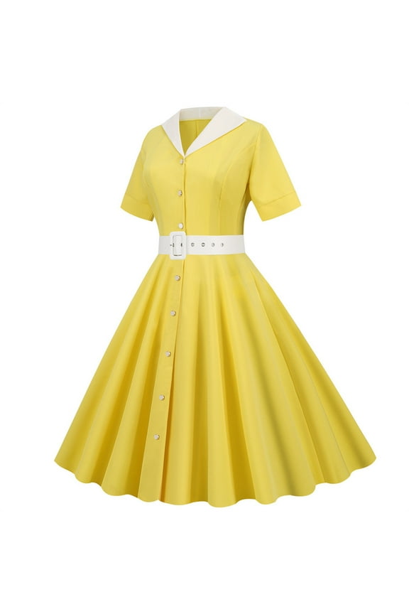 Womens Midi Sundresses Summer Casual Sleeveless 1950s Retro Rockabilly Dresses Ladies Plus Size 50's 60's Party Costume Gown V Neck Sun Dress Beach Vacation Party Female