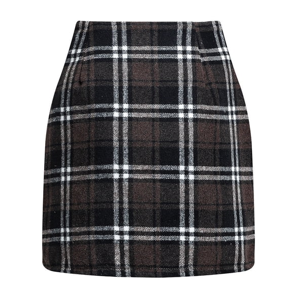 USSUMA Womens Plaid High-Waist Tailored Pencil Skirt Wool Blend Knee-Length Slim Fit Check Print For Office Meetings Evening Events And Cold-Weather Dressing With Durable Stitching — Skirt