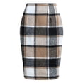 thumbnail image 1 of USSUMA Womens Plaid Wool Pencil Skirt Tailored High-Waist Knee-Length Slim Fit Check Pattern Classic Office And Seasonal Winter Styling With Lined Comfort And Rear Zipper Closure — Skirt, 1 of 6