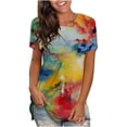thumbnail image 1 of USSUMA Womens Plus Tops and T-Shirts Cute Summer Tops for Women Plus Size Tunic Tops O-neck Print Short Sleeve Tie Dye Shirts Casual Loose Tshirt Tops Blouse 2022 Beach, 1 of 3