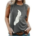 thumbnail image 1 of USSUMA Womens Plus Savings Tops and T-Shirts - Graphic Tank Top for Women Plus Size Tops Feather Print Shirts Basic Summer T-shirt Sleeveless Loose Comfy Tank Tops 2022 Beach, 1 of 6