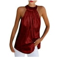 thumbnail image 1 of USSUMA Womens Plus Savings Tops and T-Shirts - Halter Blouse for Women, Tops for Women Sexy Casual Elegant Summer Sleeveless Shirts Tank Top Loose Blouses Tunic Tops 2022 Beach, 1 of 5