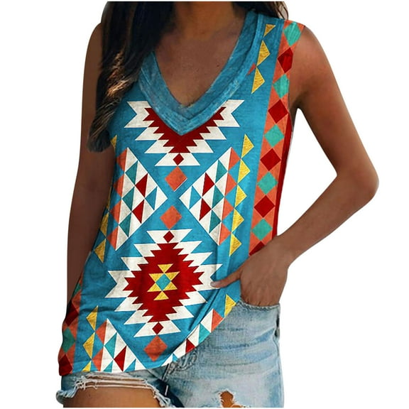 USSUMA Womens Plus Tops and T-Shirts - Summer Tank Tops for Women Loose Fit Oversized T Shirts V Neck Plus Size Tops Sleeveless Summer Tops Loose Tee T Shirts 2022 Beach