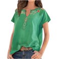 thumbnail image 1 of USSUMA Womens Plus Savings Tops and T-Shirts Women V Neck Summer Tops Short Sleeve Business Casual V-neck Shirts Loose Casual Tee T-shirt Blouse 2022 Beach, 1 of 5