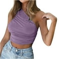 thumbnail image 1 of USSUMA Womens Plus Tops and T-Shirts Women's Sleeveless Tops Summer, Crop Tops for Women Summer Tops One Shoulder Basic Strappy Cami Tank 2022 Beach, 1 of 8