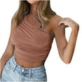 thumbnail image 1 of USSUMA Womens Plus Savings Tops and T-Shirts Women's Sleeveless Tops Summer, Women's Sexy Ruched One Shoulder Sleeveless Crop Top Strappy Cami Tank 2022 Beach, 1 of 8