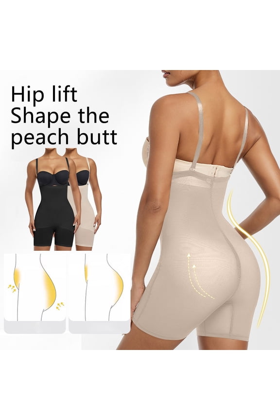 Womens Seamless High‑Waist Sculpting Bodysuit Jumpsuit Shapewear with Zipper Open Crotch Postpartum Tummy Control Hip Lift Full Body Compression Support for Exercise and Daily Wear