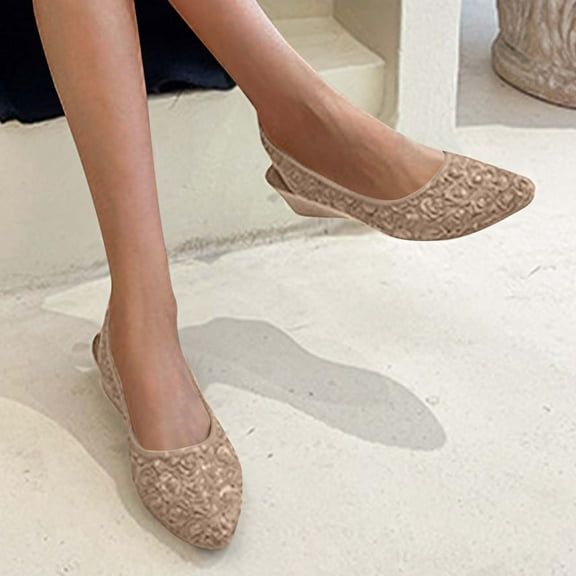 USSUMA Womens Slippers Women's Fashion Casual Baotou Flower Spring and Summer New Wedge Heel Sandals Quick-On Patio Sandals Clearance Sales