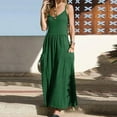 thumbnail image 1 of USSUMA Womens Summer Dresses Women'S Casual Dresses Sleeveless Crew Neck Casual Solid Color Camisole Pleated Dress with Pocket Sling Loose Fit Maxi Dress Elegant Dresses Green Dress XXL, 1 of 5