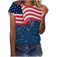 thumbnail image 1 of USSUMA Womens Summer Tops and Blouses Trendy Crewneck 4th of July Stars Striped T-Shirts for Women Dressy Casual Short Sleeve Patriotic USA Flag Shirt Tunics Plus Beach, 1 of 4