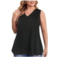 thumbnail image 1 of USSUMA Womens Summer Tops and Blouses Trendy Women V Neck T Shirts Summer Tops Sleeveless Plus Size Tunic Tops Blouse Casual Loose Tank Top T Shirts Summer Tops Tee Female, 1 of 7