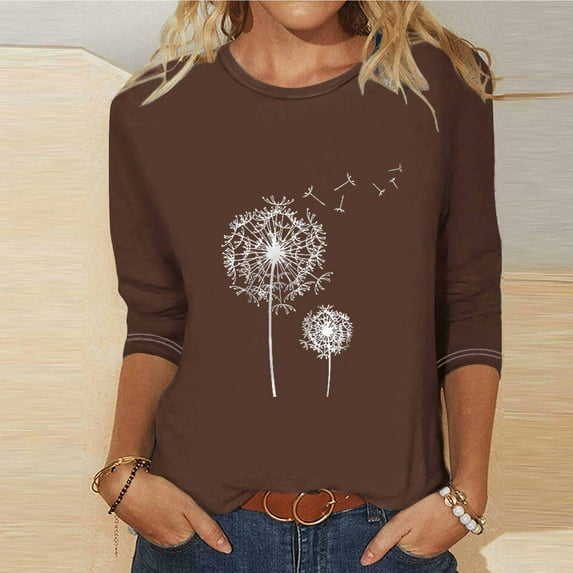 USSUMA Womens Summer Tops Cute Pattern Graphic T-Shirts for Women Trendy Cats Print Womens Blouses and Tops Dressy 3/4 Sleeve Crewneck Tunic Plus Size Shirts for Women