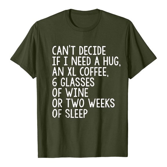 USSUMA Womens Summer Tops Can't Decide If I Need A Hug T-Shirts for Women Trendy Funny Letter Print Blouses Tops Dressy Round Neck Tunic Plus Size Shirts for Women