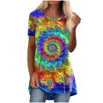 thumbnail image 1 of USSUMA Womens Summer Tops Ethnic Vintage T-Shirts for Women Trendy Colorful Print Womens Blouses and Tops Dressy Short Sleeve Crewneck Tunic Plus Size Shirts for Women, 1 of 4