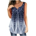 thumbnail image 1 of USSUMA Womens Summer Tops Flowy Pleated Buttons Tank Top T-Shirts for Women Trendy Floral Printed Blouses Tops Dressy Casual V Neck Tunic Plus Size Shirts for Female, 1 of 6