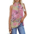 thumbnail image 1 of USSUMA Womens Summer Tops Halter Neck Flowy Tank T-Shirts for Women Trendy Butterfly Print Womens Blouses and Tops Dressy Sleeveless High Neck Tunic Plus Size Shirts for Women, 1 of 6